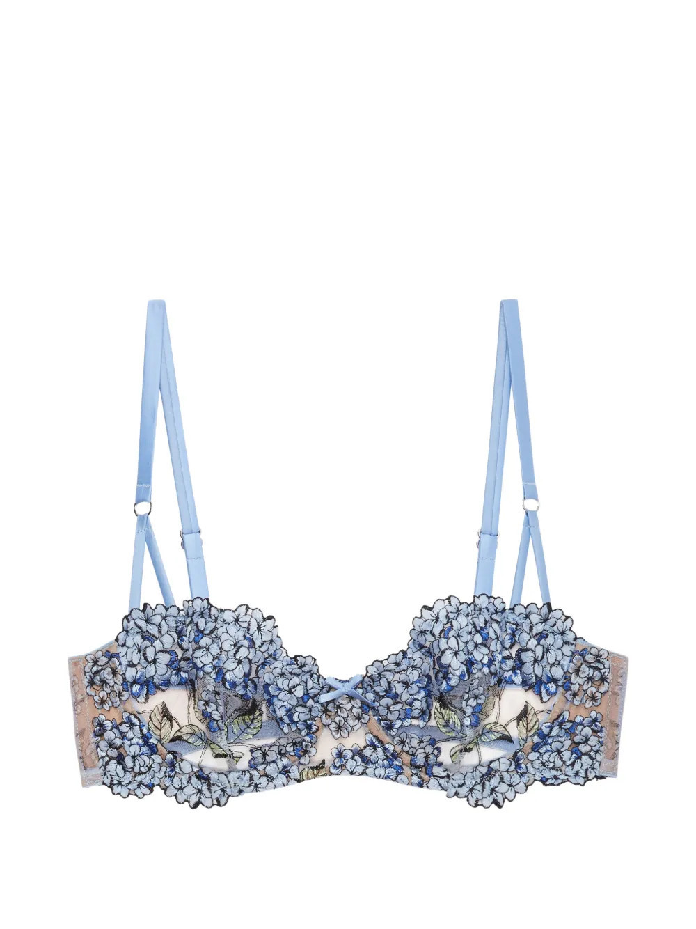 Fleur Du Mal Hydrangea Balconette floral-embroidered underwired bra - Blue | Farfetch Global