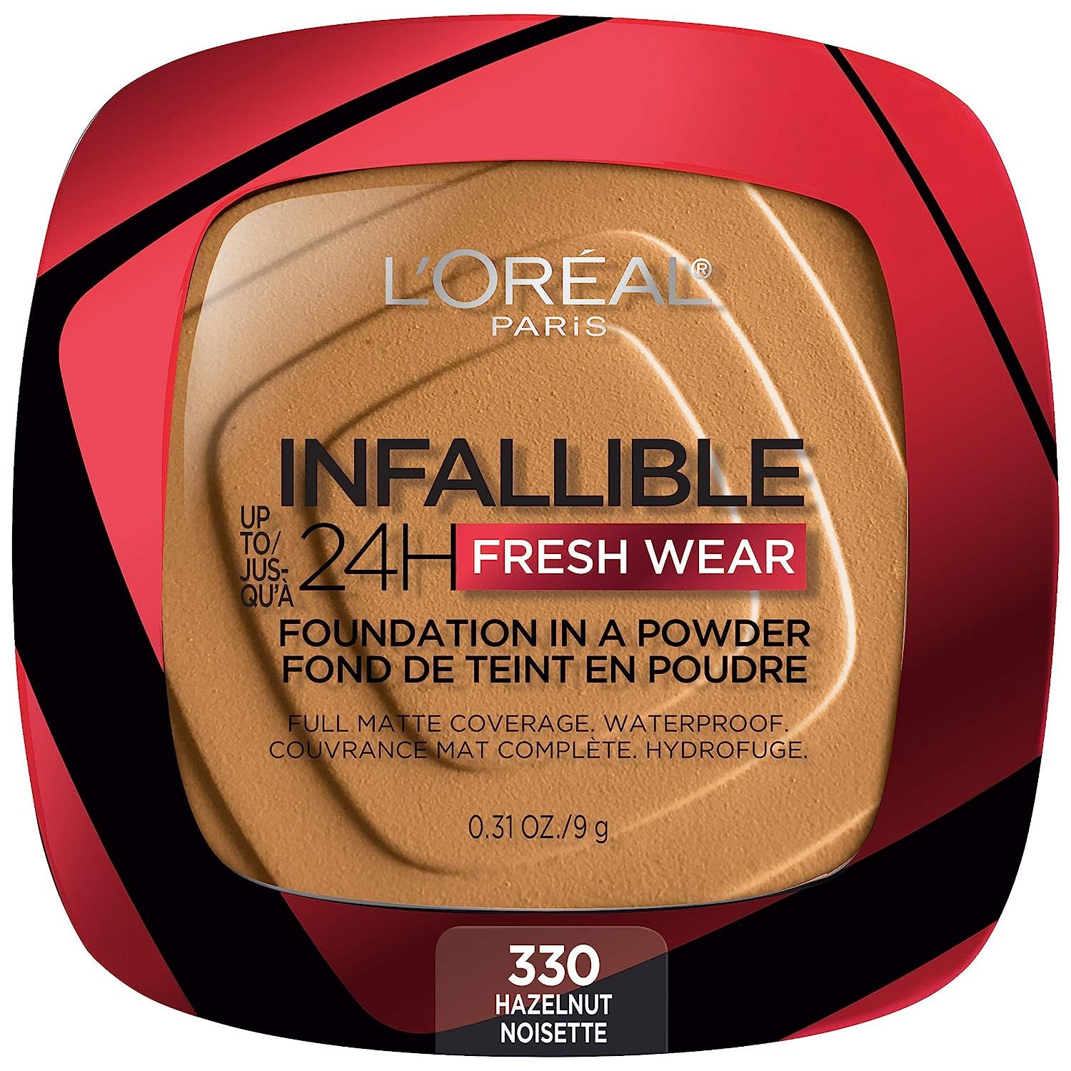 L'Oreal Paris Infallible Fresh Wear Foundation in a Powder, Up to 24H Wear, Hazelnut, 0.31 oz. | Amazon (US)
