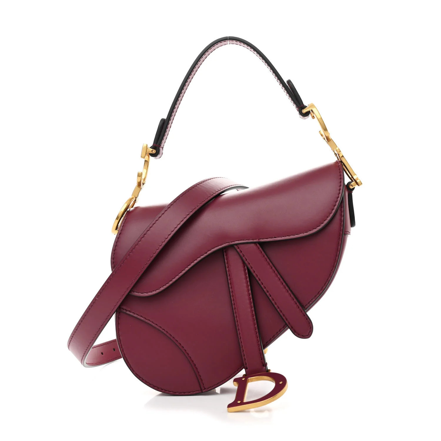 Christian Dior Supple Calfskin Mini Saddle Bag With Strap Purple 1647591 | FASHIONPHILE (US)