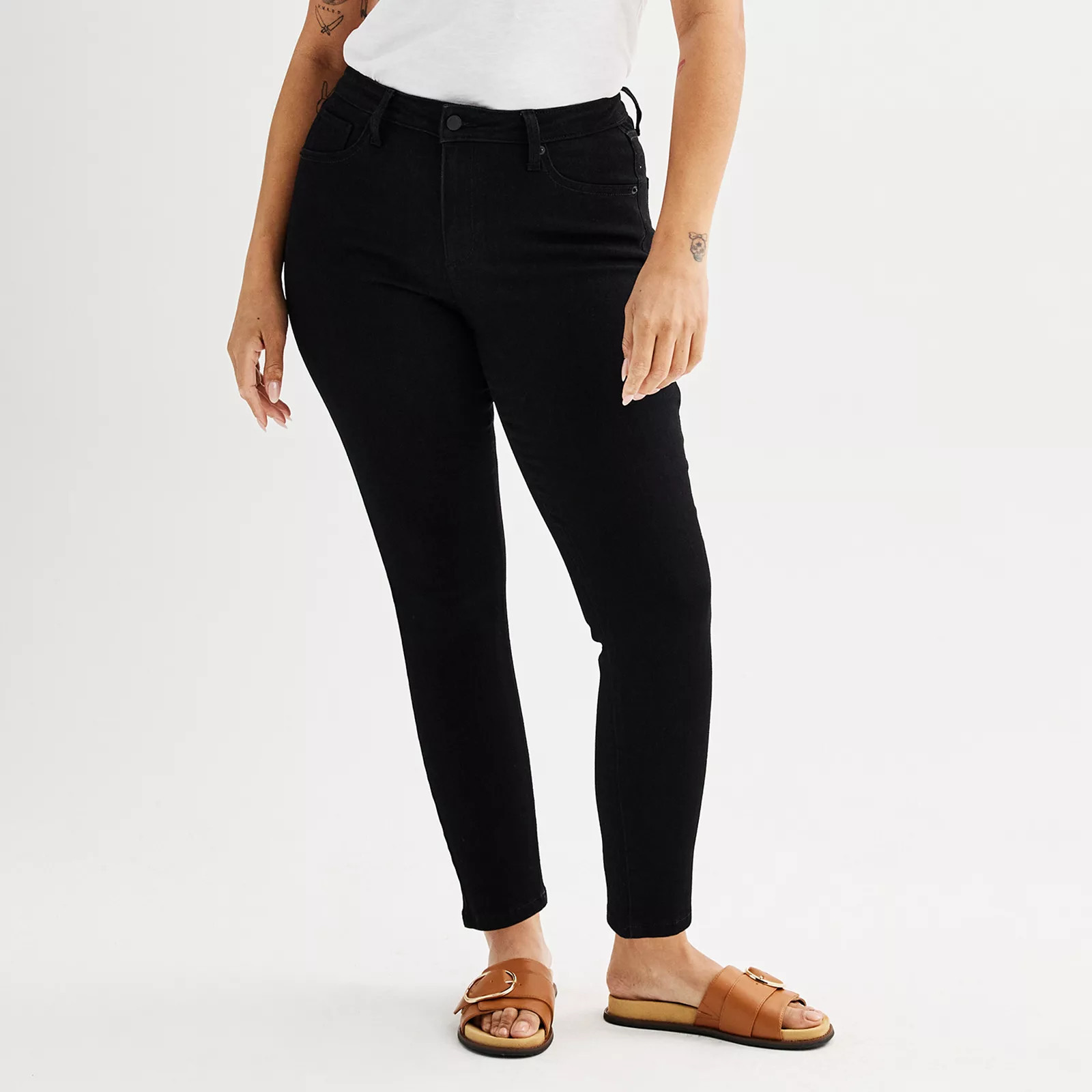 Women's Sonoma Goods For Life® Mid-Rise Curvy Skinny Jeans, Size: 2 Avg/Reg, Black | Kohl's
