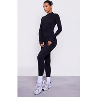 Black Cotton Zip Front Catsuit | PrettyLittleThing US
