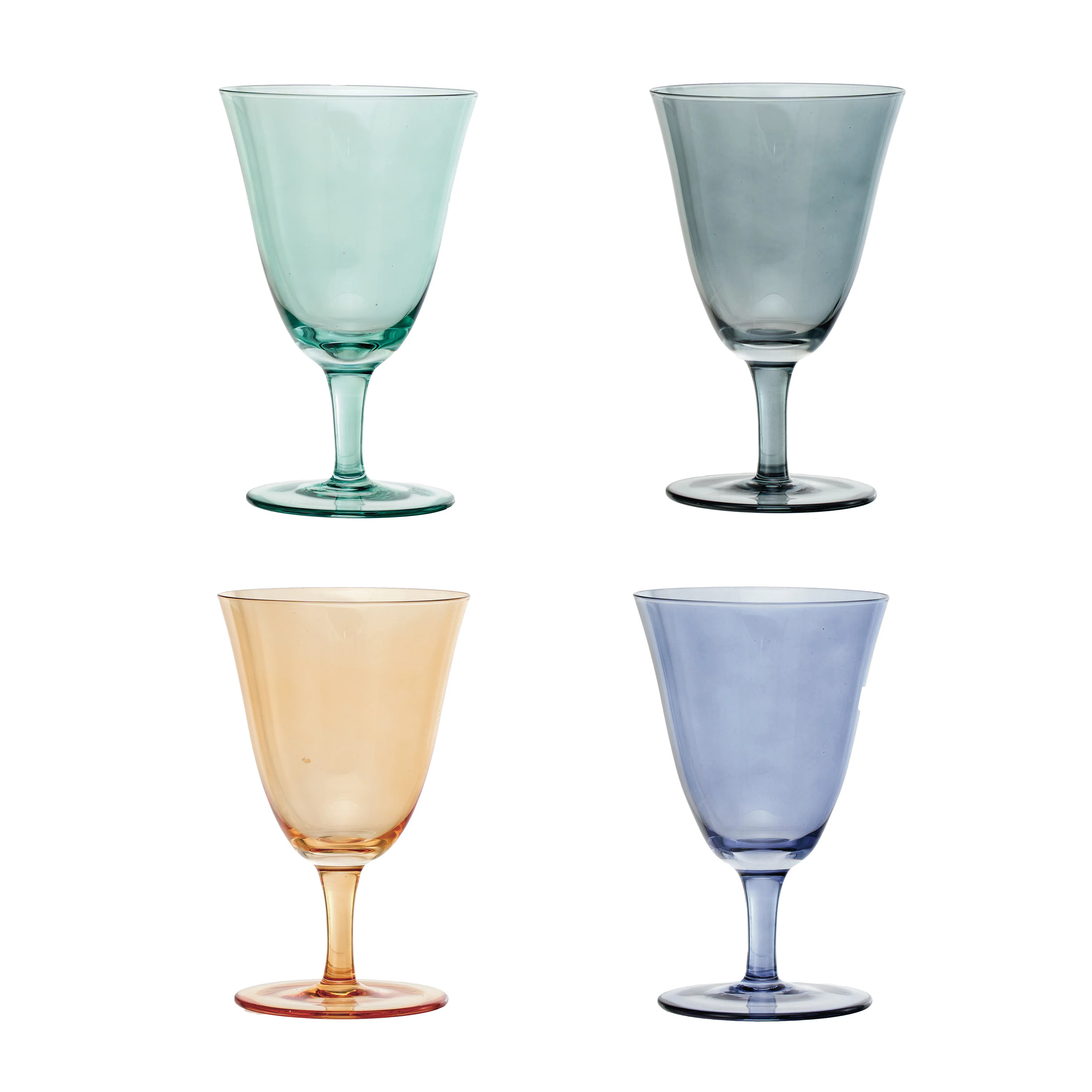 8 Oz. Stemmed Wine Glass Set, Multicolor, Set of 4 | Wayfair North America