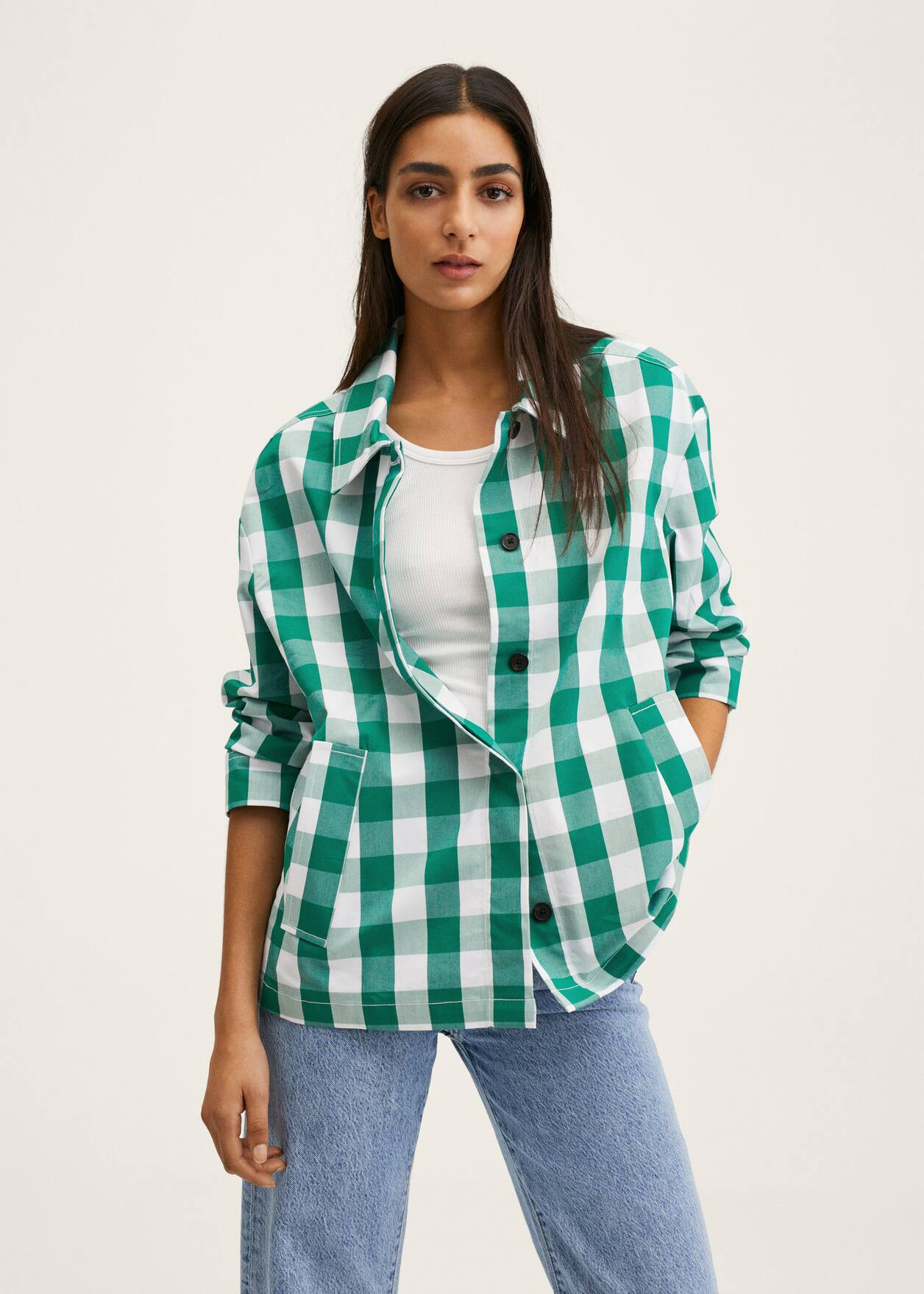Checked cotton jacket | MANGO (US)