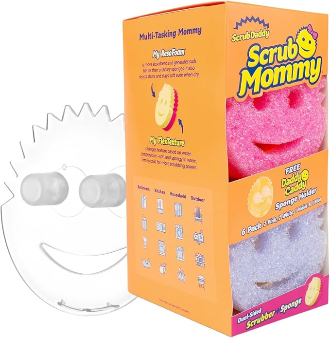 Scrub Mommy Kitchen Sponges (6) + Daddy Caddy Sponge Holder - Scratch-Free Cleaning Sponges for D... | Amazon (US)
