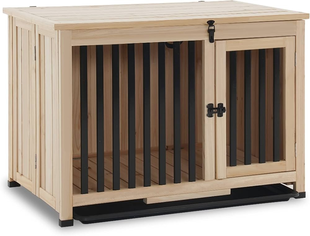 MCombo Wooden Dog Crate Furniture, Dog Kennel Pet House End Table, Solid Wood Portable Foldable I... | Amazon (US)