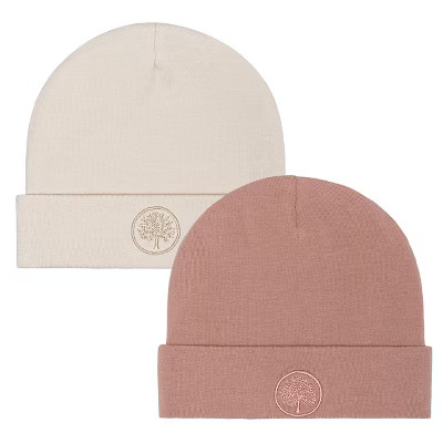 Parker Baby Co. 2 Pack Baby Beanie - Rosewood/Snow | Target