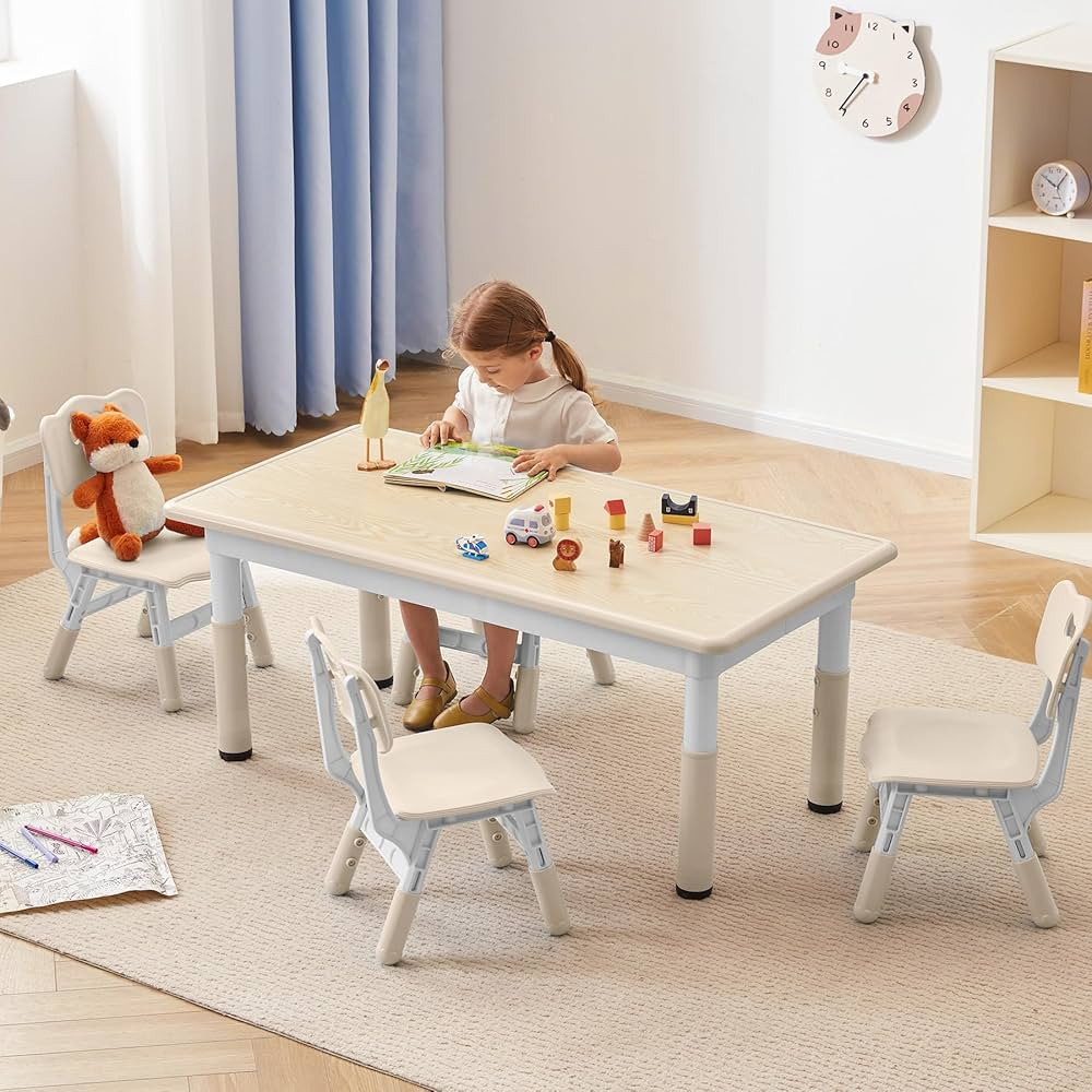 GITAWUSA Kids Study Table and Chairs Set, Height Adjustable Toddler Table and Chair Set for Kids ... | Amazon (US)