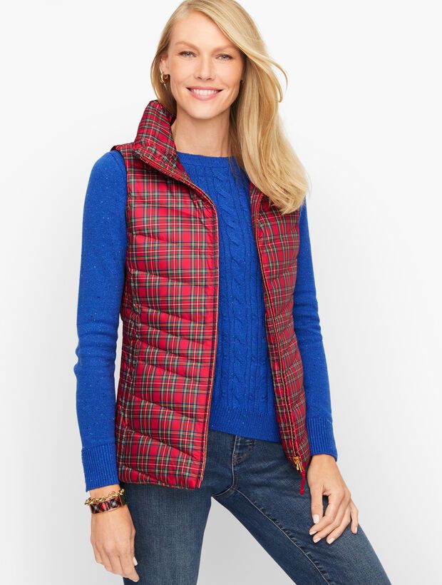 Down-Fill Puffer Vest - Plaid | Talbots