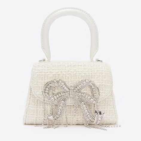 Self-Portrait Blue Bouclé Micro Bow Bag | Coggles | Coggles (Global)