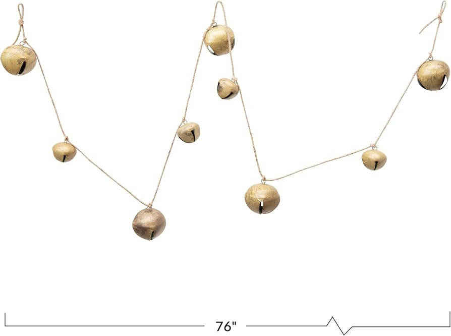 76" L Metal Jingle Bell Garland, Gold Finish | Amazon (US)