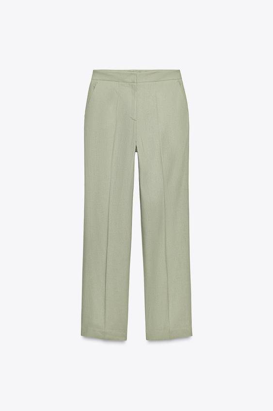 STRAIGHT-LEG LINEN BLEND TROUSERS | Zara UK