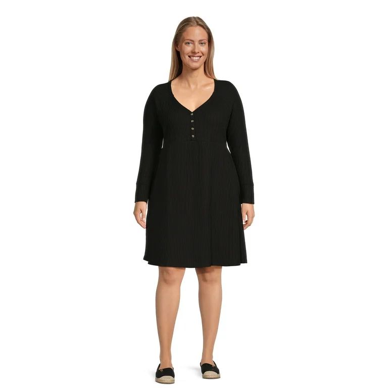 Terra & Sky Women's Plus Size Waffle Knit Babydoll Dress | Walmart (US)