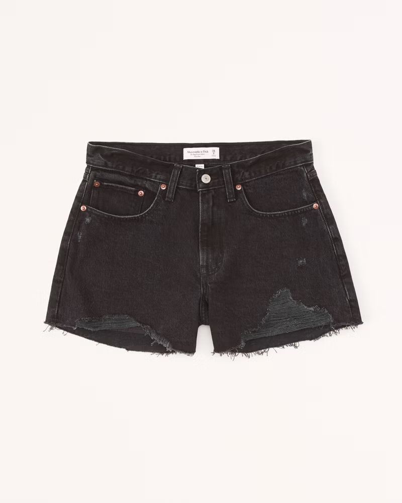 Women's Curve Love Mid Rise Boyfriend Shorts | Women's Bottoms | Abercrombie.com | Abercrombie & Fitch (US)