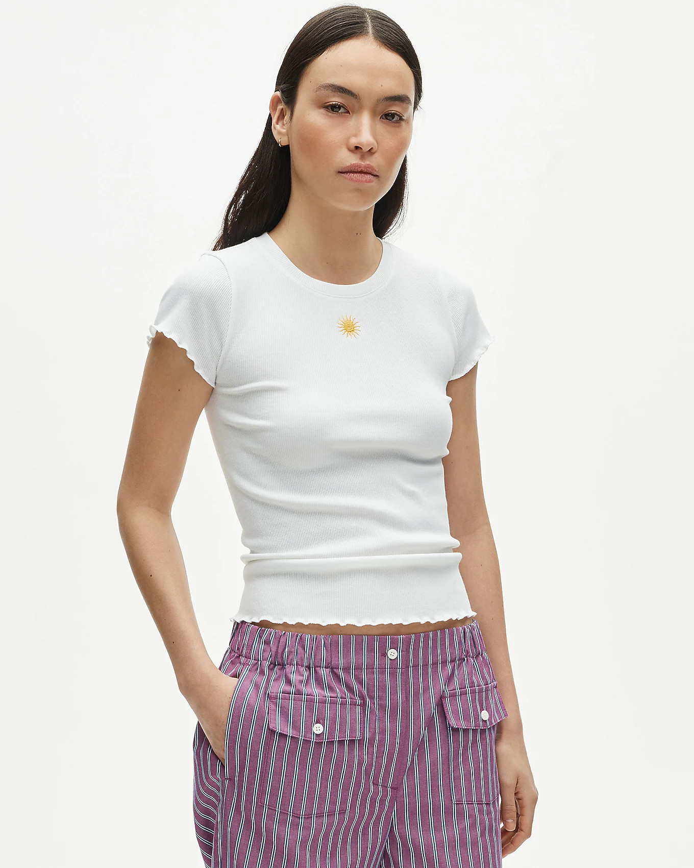 Perfect rib embroidered sun graphic T-shirt | J. Crew US