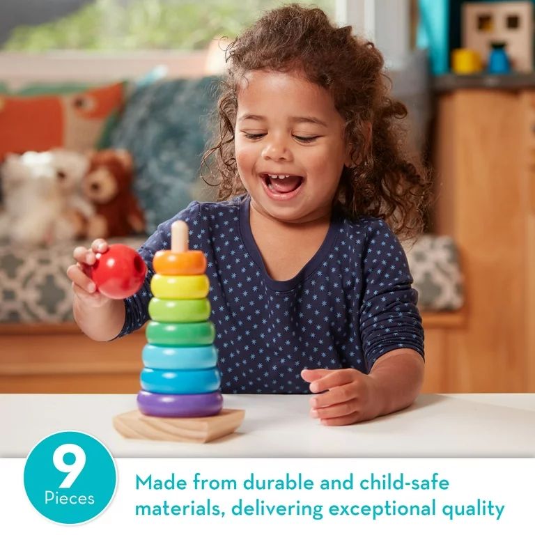 Melissa & Doug Rainbow Stacker Wooden Ring Educational Toy, 18+ months - Walmart.com | Walmart (US)