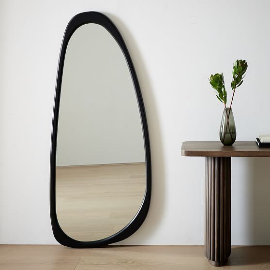 Mid Century Asymmetrical Floor Mirror, Black | West Elm (US)