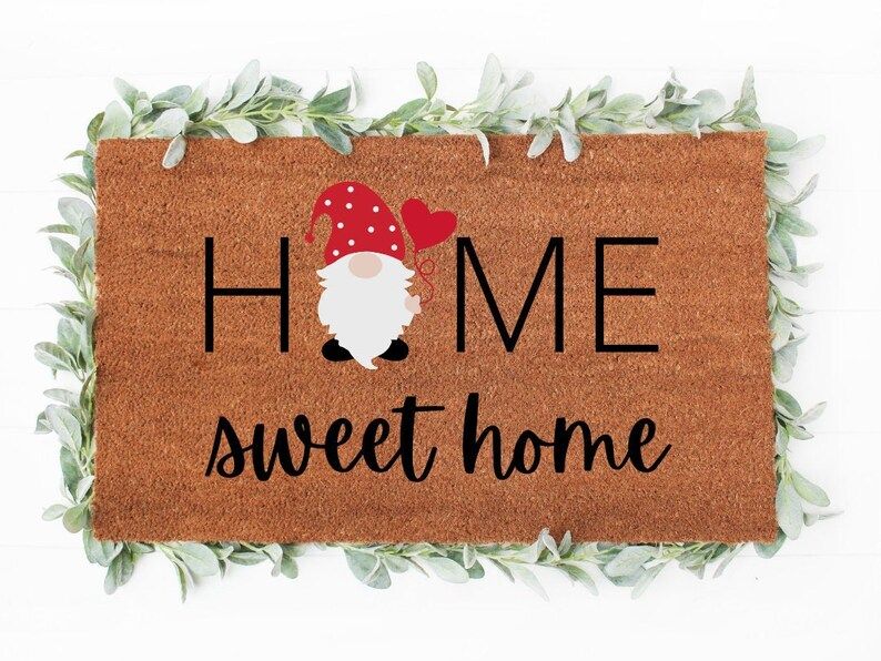 Home Sweet Home Gnome Valentines Day Doormat, Valentines Doormat, Cute Doormats, Farmhouse Decor,... | Etsy (US)