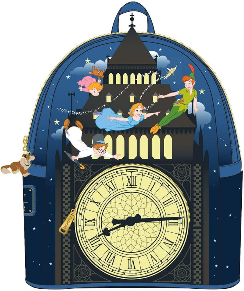 Loungefly Disney Peter Pan Glow Clock Womens Double Strap Shoulder Bag Purse, One Size, Multi | Amazon (US)