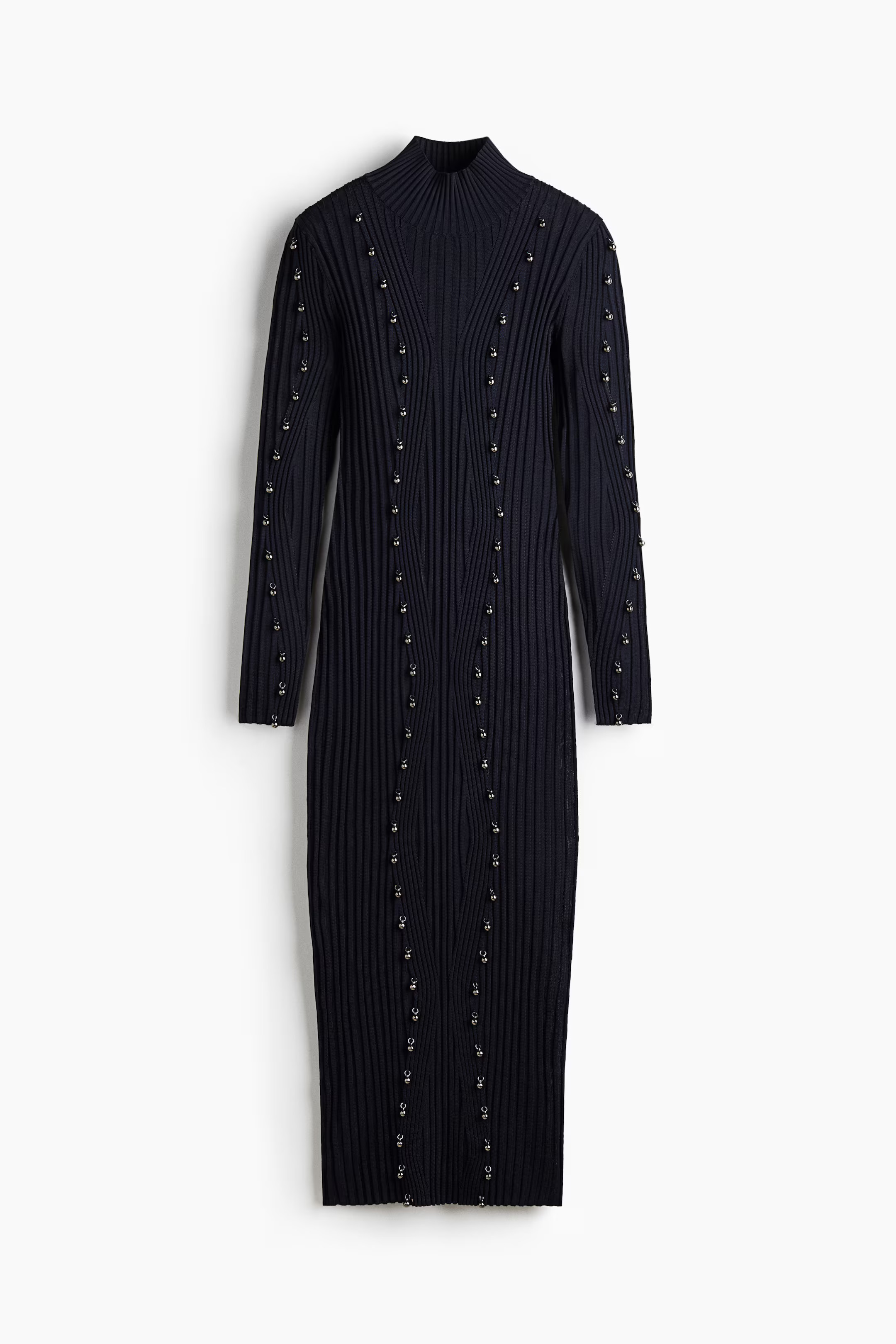 Bead-Embellished Rib-Knit Dress | H&M (US + CA)
