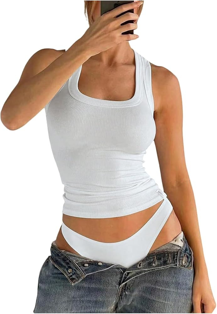 SOLY HUX Women's Summer Scoop Neck Tank Top Sleeveless Ribbed Knit Dressy Casual Tops | Amazon (US)