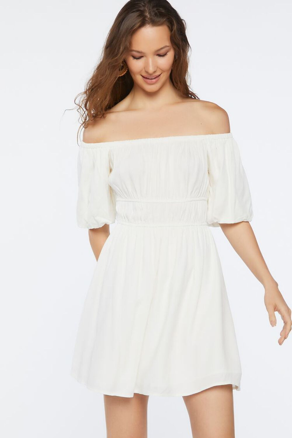 Off-the-Shoulder Peasant Mini Dress | Forever 21 (US)