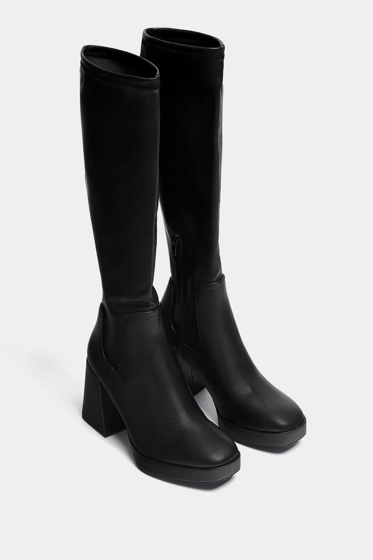High-heel stretchy knee-high boots | PULL and BEAR UK