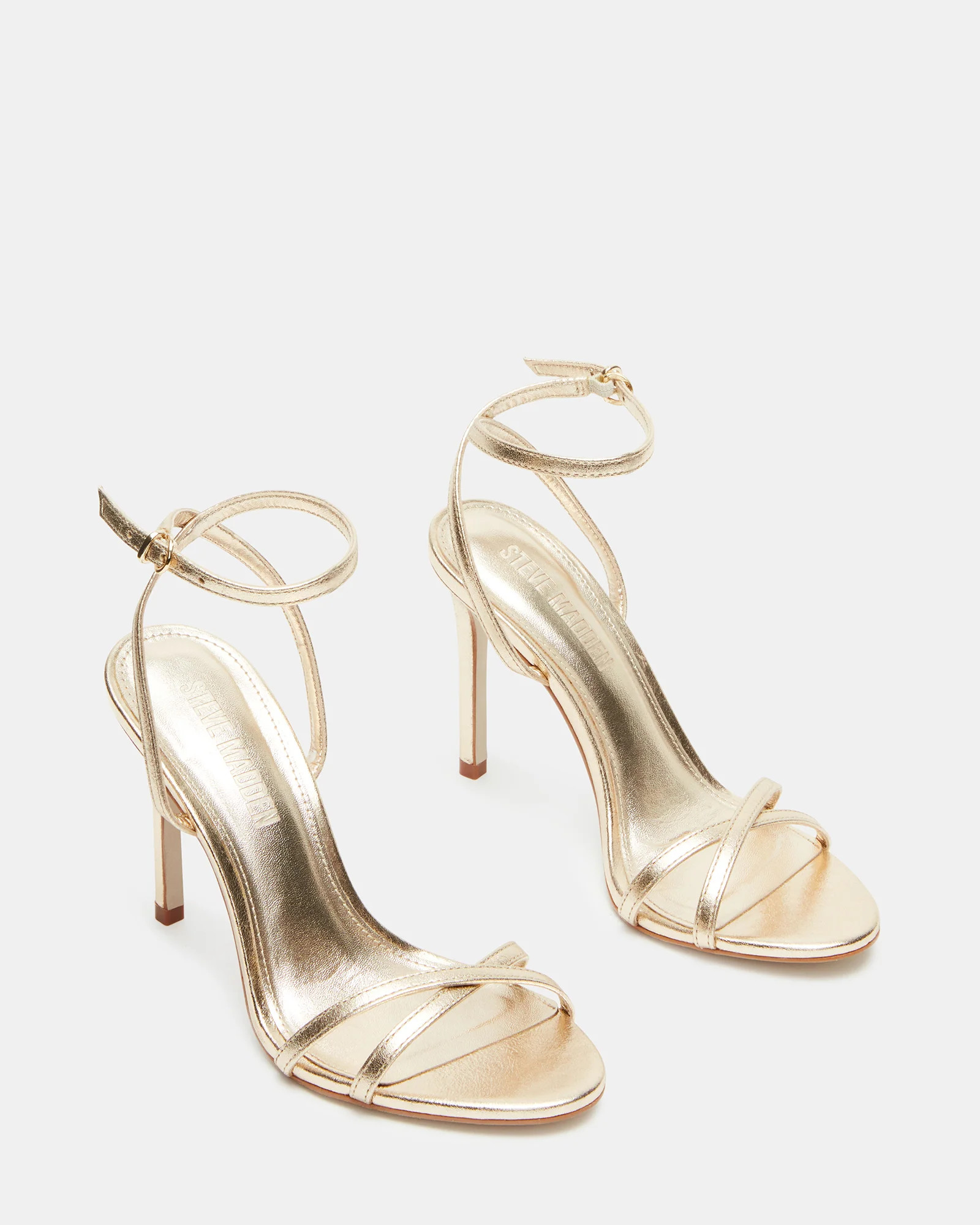 JYPSEY Gold Leather Strappy Stiletto Women's Heel | Steve Madden (US)