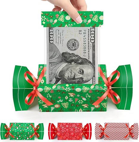 4PCS Candy Christmas Money Holders for Cash, Christmas Money Box for Cash Gift Pull with 40Pcs Tr... | Amazon (US)