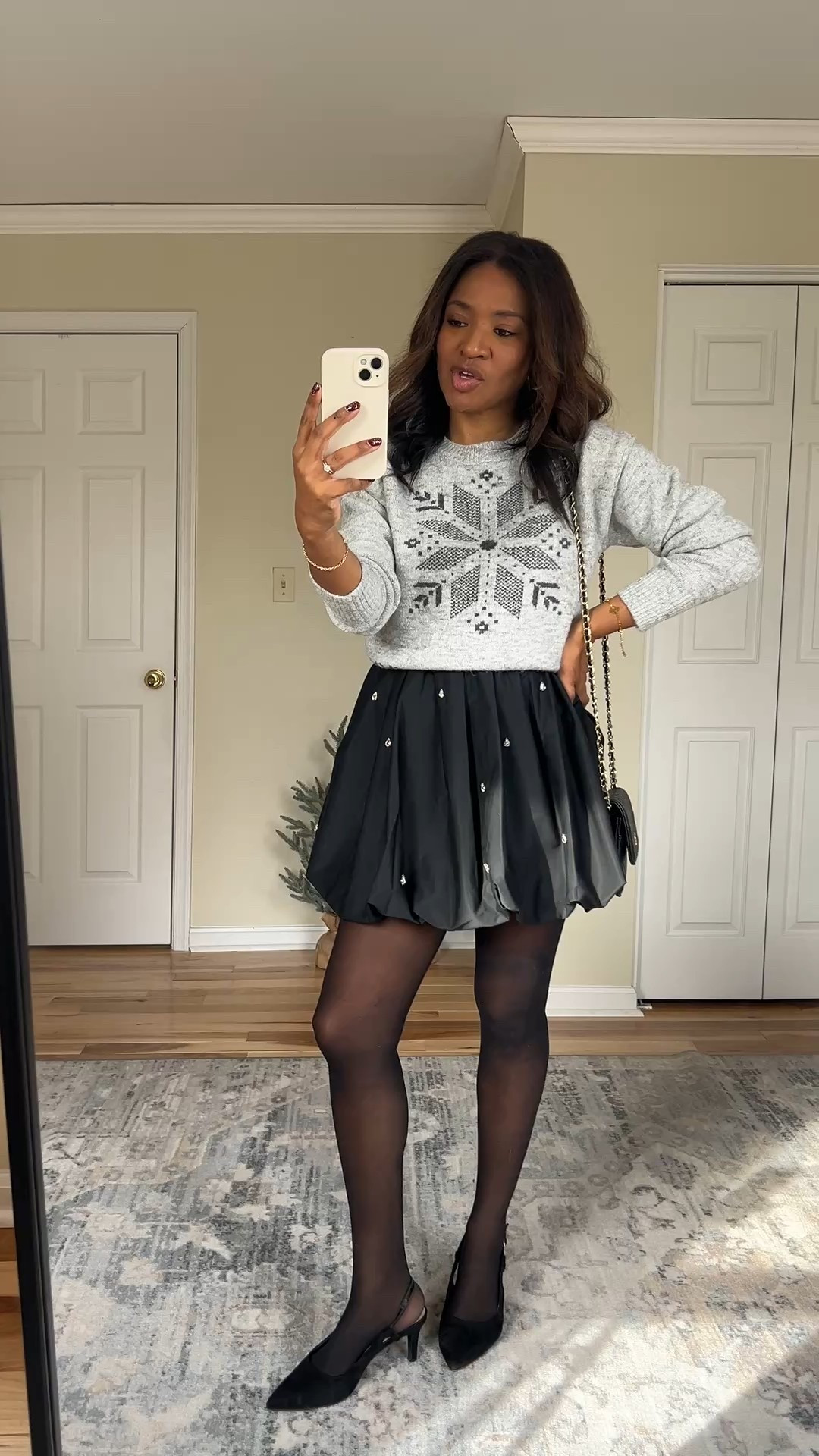 Wearing a small in sweater and skirt!

#ltkfindsunder100 #ltkfindsunder50 #ltkholiday