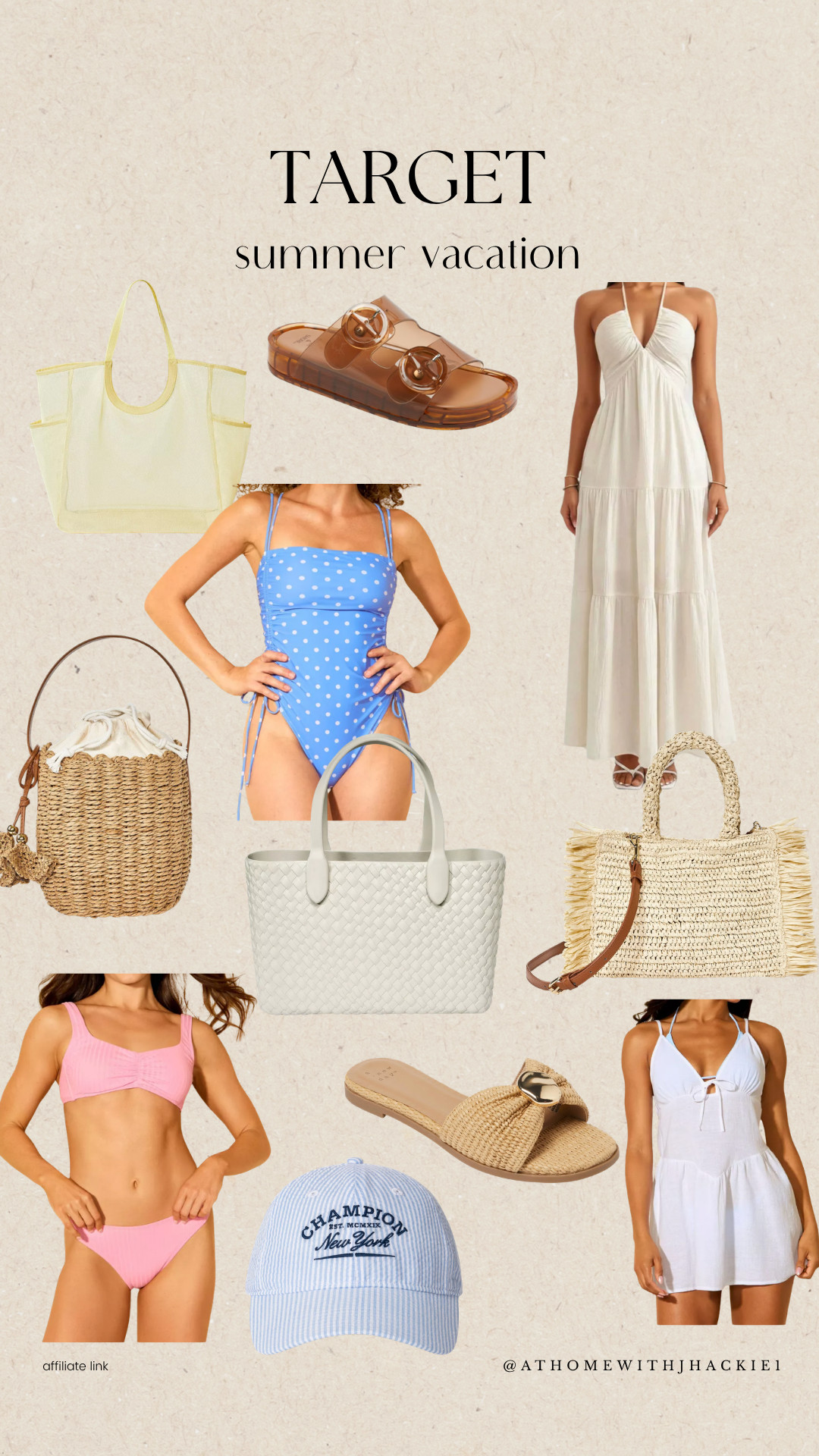 Target summer vacation, target vacation outfits, beach vacation essentials, target swimwear, summer getaway style, target beach bags, woven tote bags, summer sandals, jelly sandals, neutral summer fashion, vacation dresses, white maxi dress, target summer fashion finds, affordable resort wear, poolside outfits, one piece swimsuits, pink bikini set, beach accessories, summer travel essentials, coastal vacation style, target fashion haul, chic summer accessories, beachy outfit inspiration, summer capsule wardrobe, trendy target finds, resort style outfits, summer romper, striped baseball cap, beach tote bags, affordable summer style

#LTKootd #LTKSwim #LTKTravel