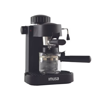 IMUSA 4 Cup Electric Espresso/Cappuccino Maker 800 Watts - Black: Milk Frother, Glass Carafe, Removable Filter Basket | Target