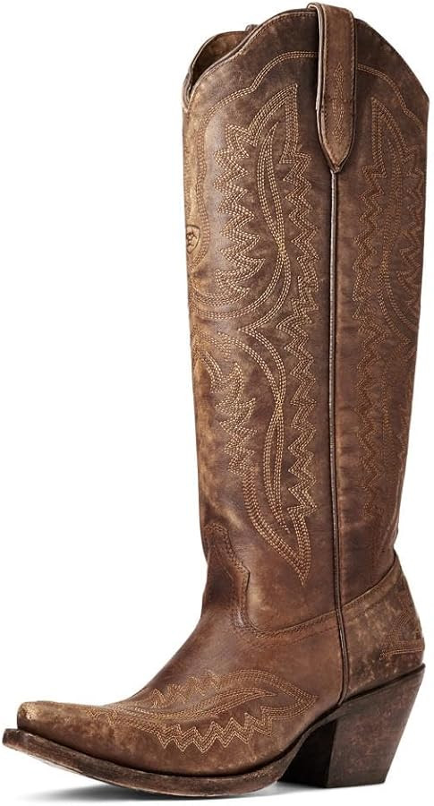 Ariat Womens Casanova Embroidered Snip Toe Zippered Casual Boots Knee High Mid Heel 2-3" - Brown | Amazon (US)