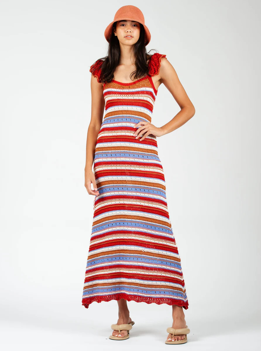 BANDIT CROCHET DRESS-RUST COMBO | LUCCA COUTURE