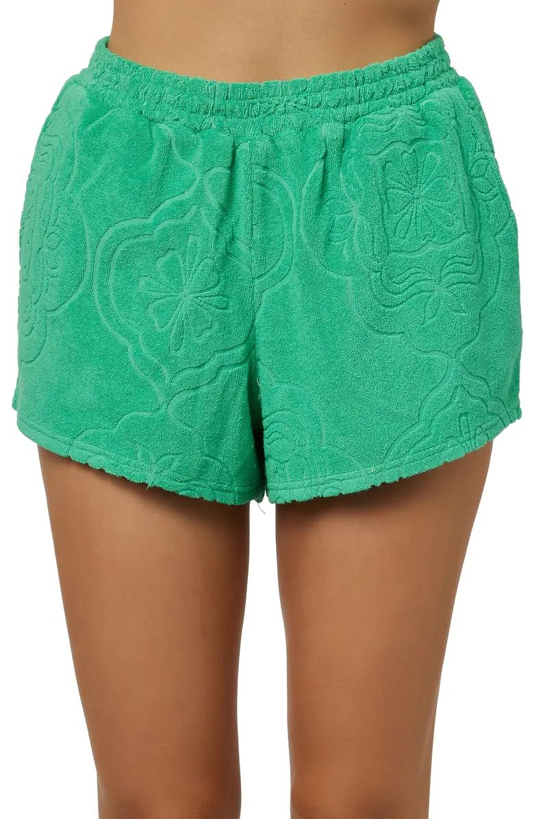O'Neill Women's Cabana Tile Pattern Terry Cloth Cotton Blend Shorts | Nordstrom | Nordstrom