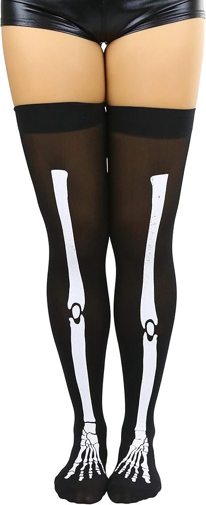 ToBeInStyle Women's Spooky Skeleton Bones Halloween Themed Novelty Fashion Scary Hosiery | Amazon (US)