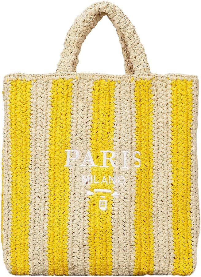 Straw Beach Bag for Women Summer Woven Tote Bag Packable Straw Purses and Handbags for Vacation H... | Amazon (US)