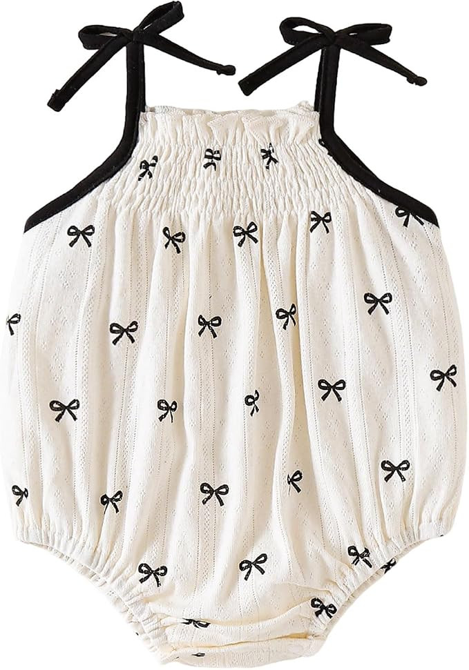 Baby Girl Bodysuit Cotton Spaghetti Strap Sleeveless Onsies Summer Infant Camisole Romper 0-24 Mo... | Amazon (US)