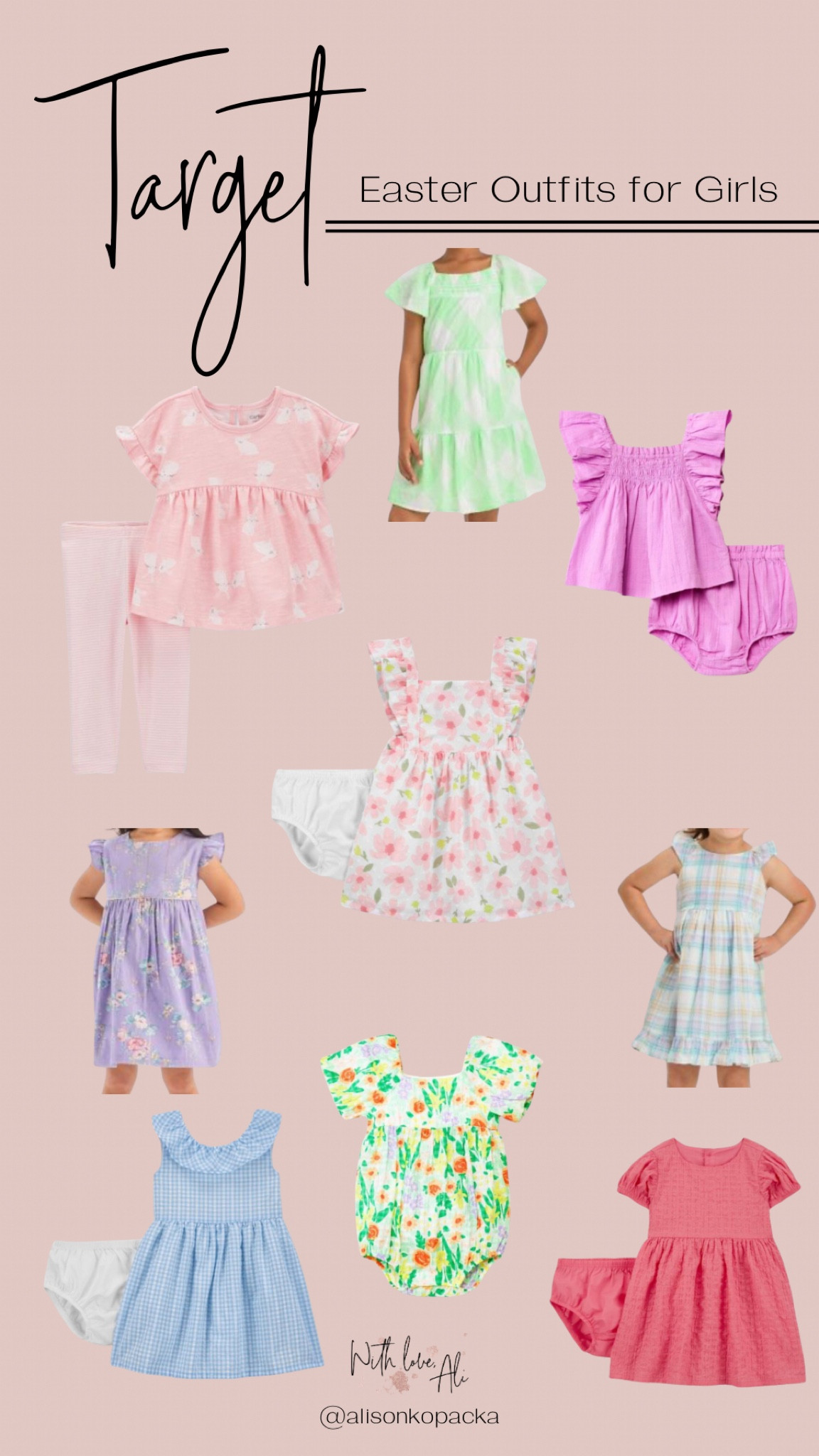 Get ready to twirl into Easter with darling outfits for girls from Target! From pretty dresses to charming skirt and top sets, Target has everything you need to make your little princess feel like royalty on Easter Sunday. Explore a variety of styles, from sweet florals to elegant pastels, all designed with comfort and grace in mind. Complete the look with coordinating accessories like hair bows, purses, and dress shoes for a picture-perfect Easter ensemble. Don't miss out on these must-have looks for your little lady! 

#LTKbaby #LTKkids #LTKSpringSale