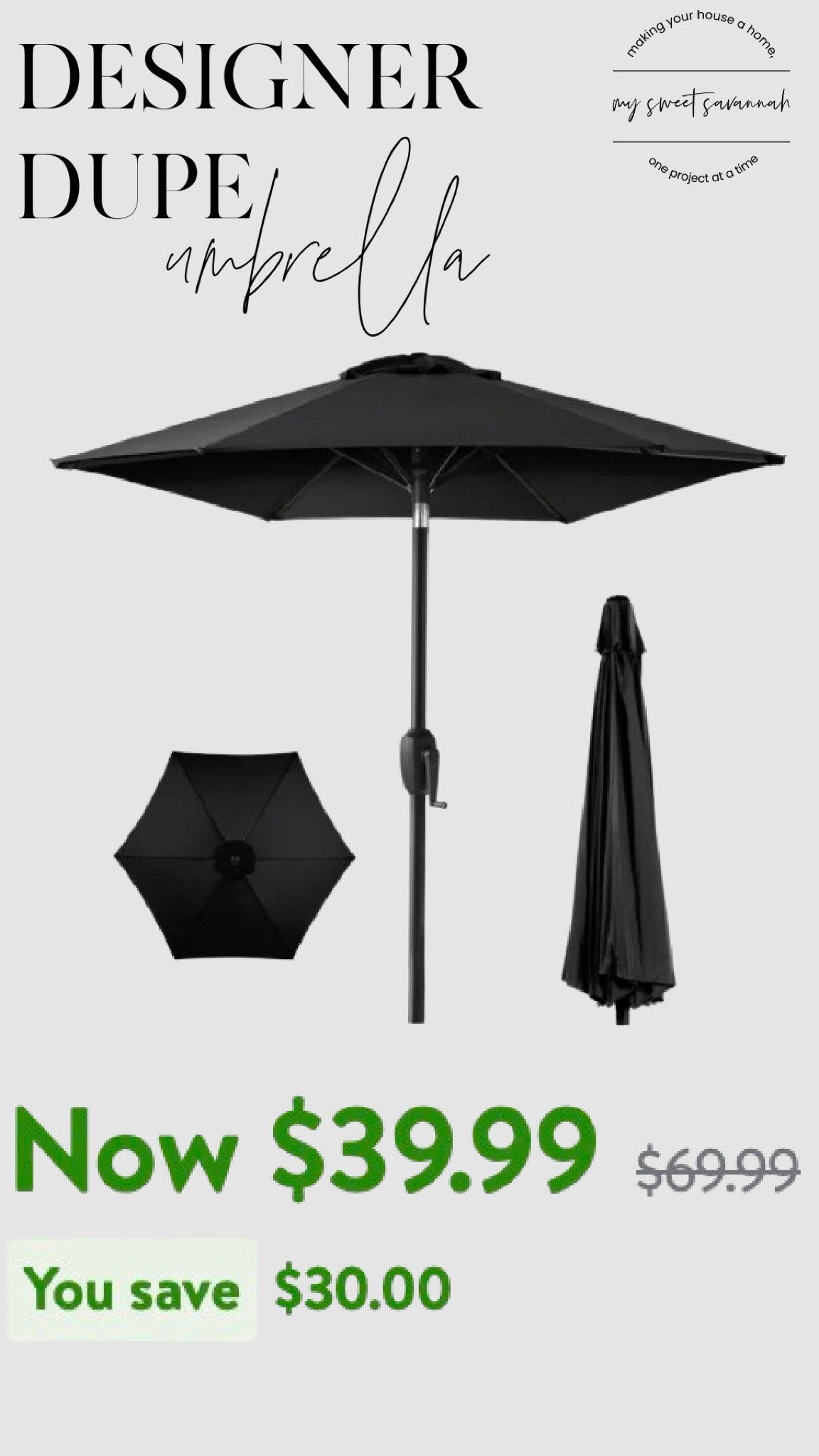 Chic and versatile, this designer dupe outdoor umbrella from Walmart is the perfect addition to your patio setup. With 23 color options and a convenient tilt feature, you can find the perfect shade solution that complements your style. And the best part? It's on sale!

#LTKHome #LTKFindsUnder50 #LTKSaleAlert