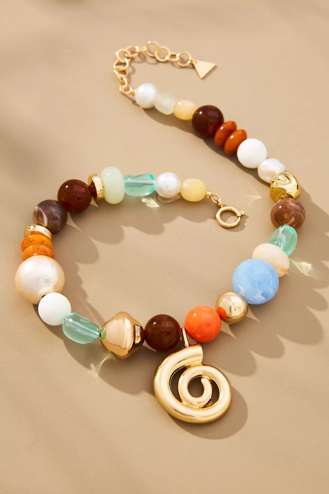 Mixed Beaded Spiral Pendant Necklace | Anthropologie (US)