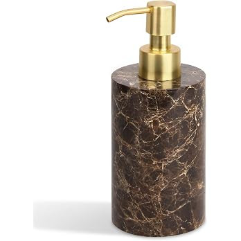 Natural Marble Soap Dispenser, Dark Brown, Cylindrical Bottle | Amazon (US)