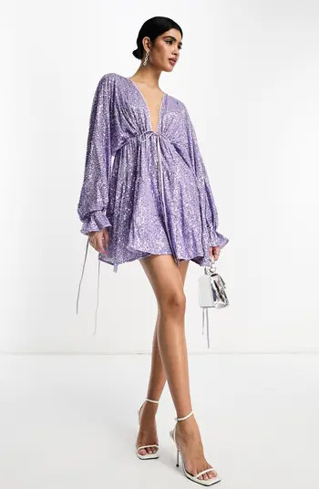 Sequin Long Sleeve Minidress | Nordstrom