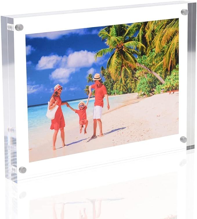 Acrylic Photo Frame, Magnetic Acrylic Picture Frames 3.5x5 inches Picture Display Desktop Bookshe... | Amazon (US)