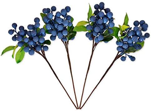 DS. DISTINCTIVE STYLE Artificial Blueberries 4 Pieces Lifelike Faux Fruit Berries Fake Flowers for D | Amazon (US)