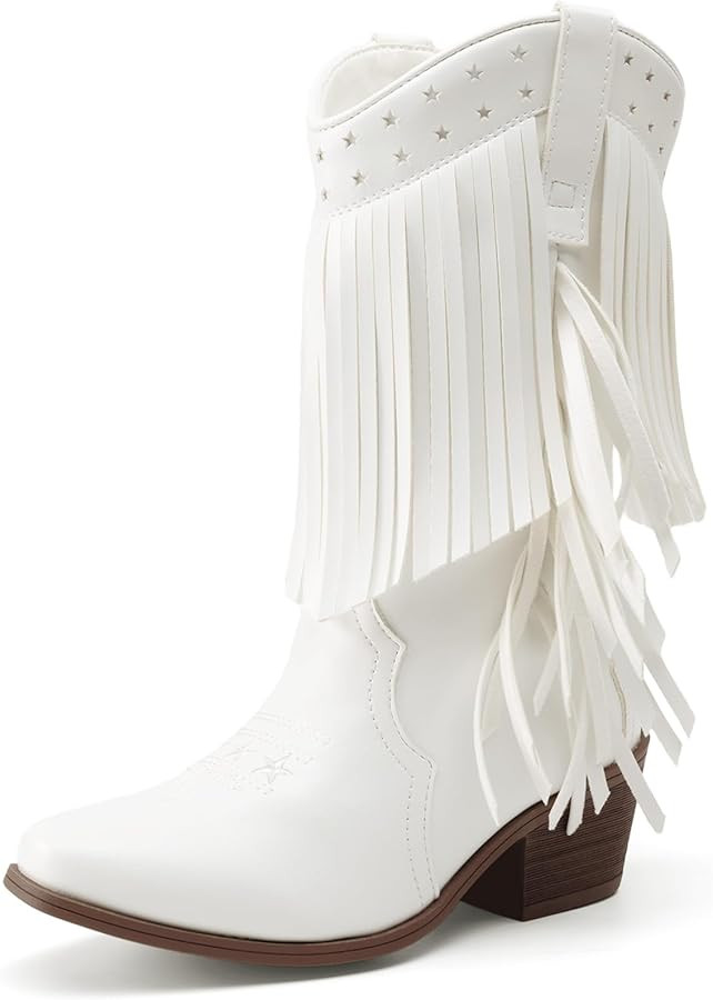 DREAM PAIRS Girls Cowboy Boots with Tassel Fringe Cowgirl Boots Kids Western Boots Stylish & Comf... | Amazon (US)