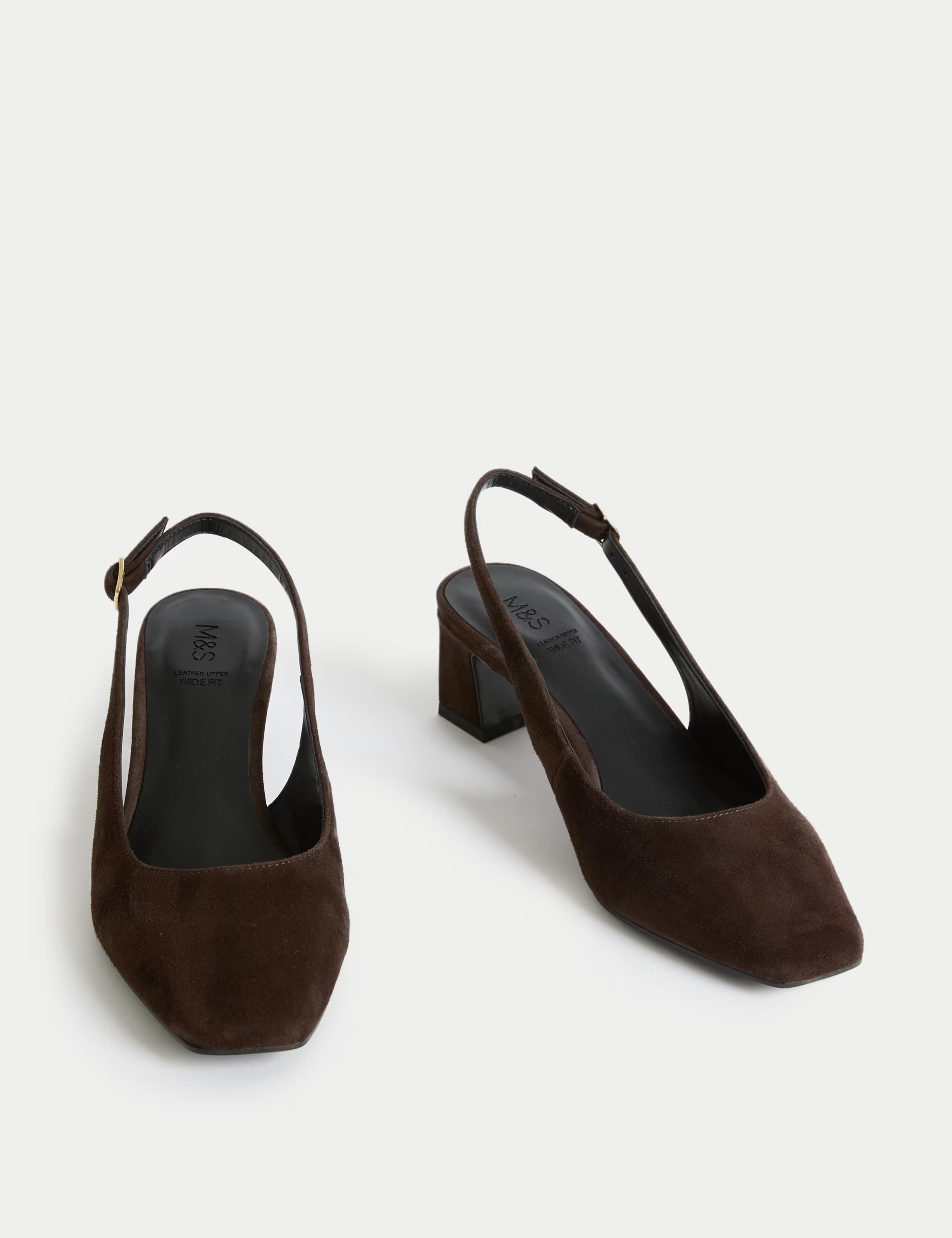 Wide Fit Suede Square Toe Slingback Shoes | M&S Collection at M&S | Marks & Spencer (UK)