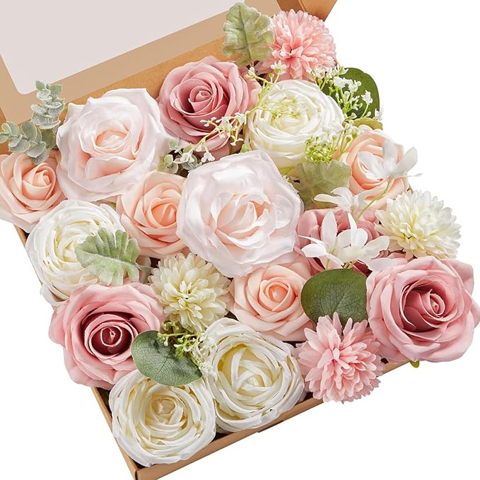 Serwalin Artificial Flowers Fake Silk Flowers for DIY Wedding Bouquets Cake Decoration Mixed Rose... | Amazon (US)