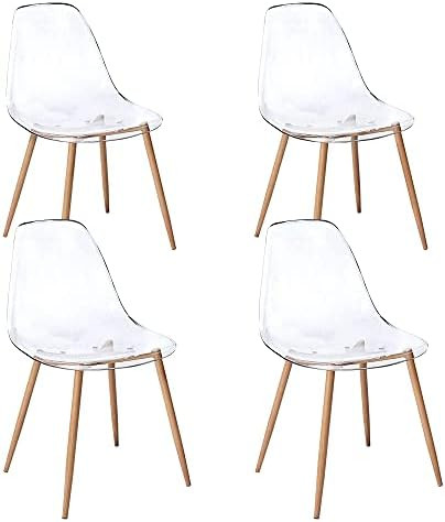 CangLong Acrylic Ghost Crystal Seat,Modern Plastic Shell Accent Side Chairs for Kitchen, Dining, Liv | Amazon (US)