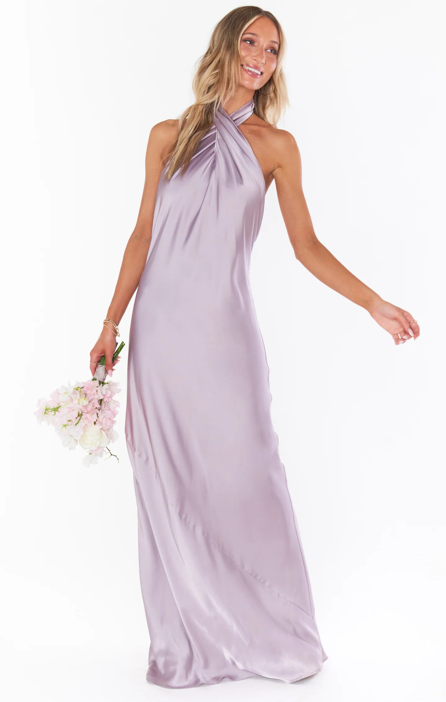 Jasmine Halter Maxi Dress ~ Dusty Purple Luxe Satin | Show Me Your Mumu