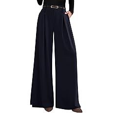 PRETTYGARDEN Womens Wide Leg Trousers 2026 Elastic High Waisted Dress Pants Pleated Slacks Flowy ... | Amazon (US)
